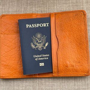 Passport Holder Mustard Yellow Leather Handmade Card Holder Boarding Pass Holder